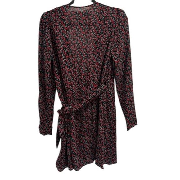 Reformation Brooke Black  Ditzy Floral Print Wrap Mini Dress Size M - Picture 3 of 7